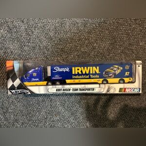 Hot Wheels Kurt Busch Team Transporter Toy Truck - Blue & Yellow